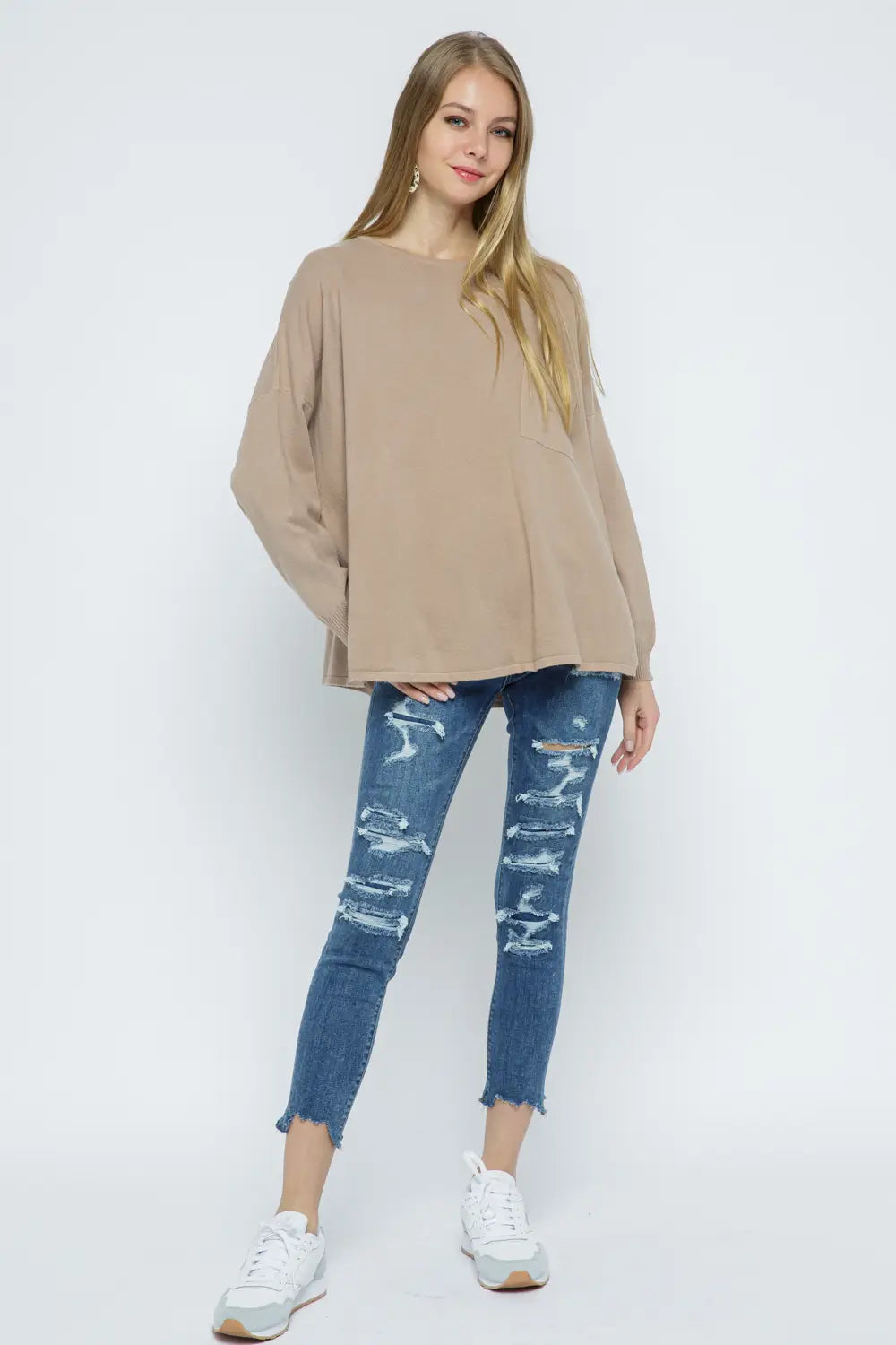 Blue B | Oversized Pocket Detail Sweater Top