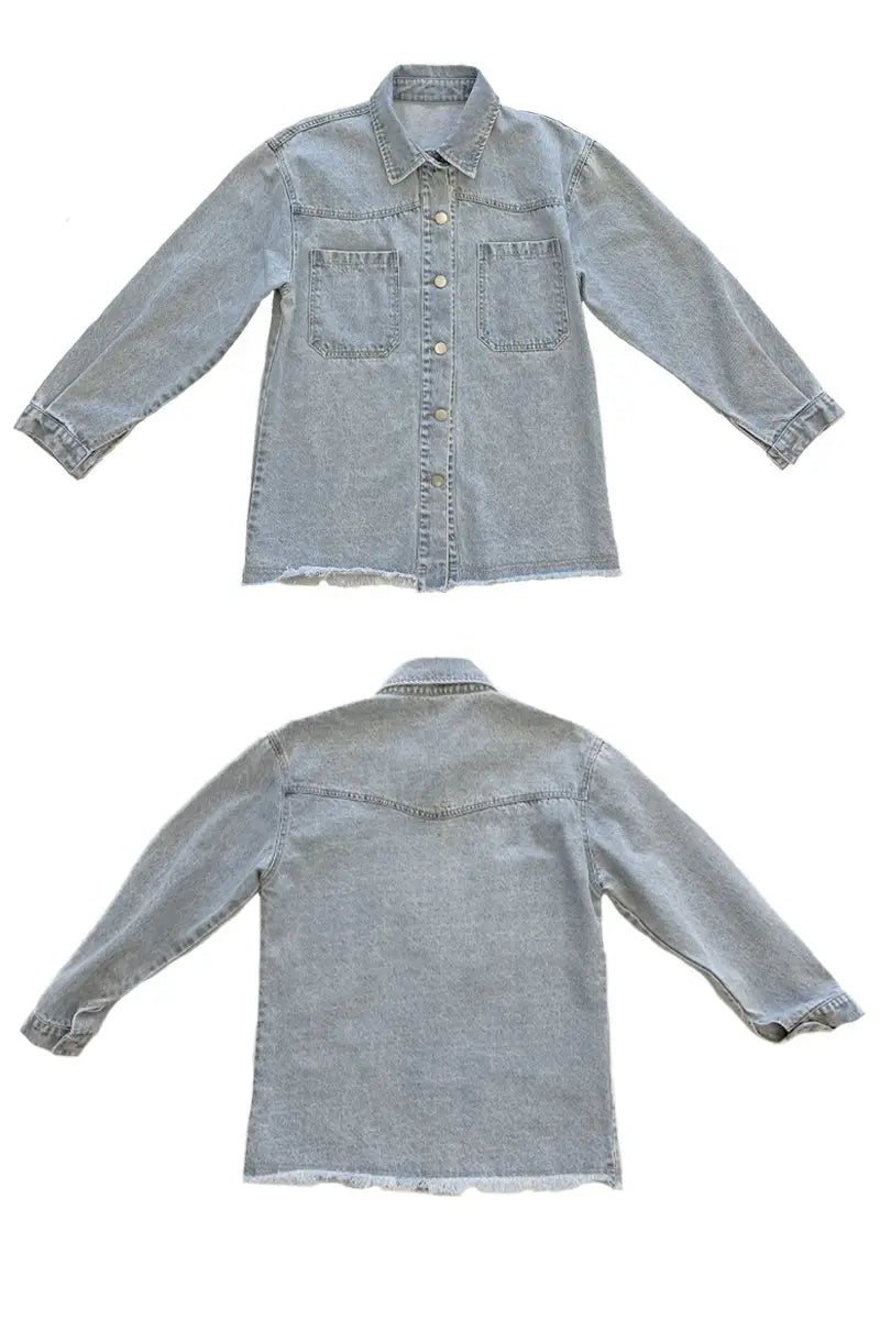 Miss Sparkling | Raw Hem Denim Jacket